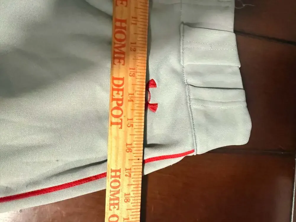 Under Armour Piped Baseball Pants Gray with Red Stripe